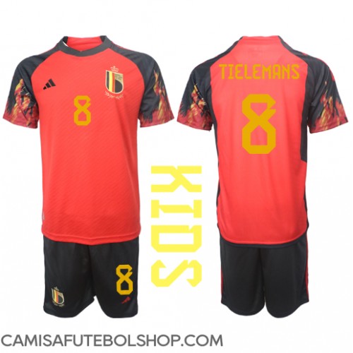Camisa de time de futebol Bélgica Youri Tielemans #8 Replicas 1º Equipamento Infantil Mundo 2022 Manga Curta (+ Calças curtas)